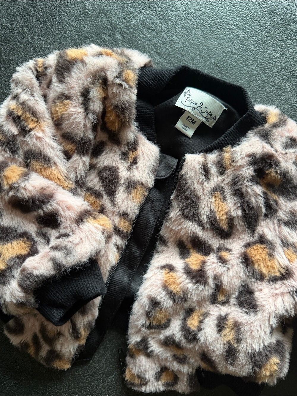 Pippa & Julie Faux Fur Leopard Jacket - Pink, Black, Tan